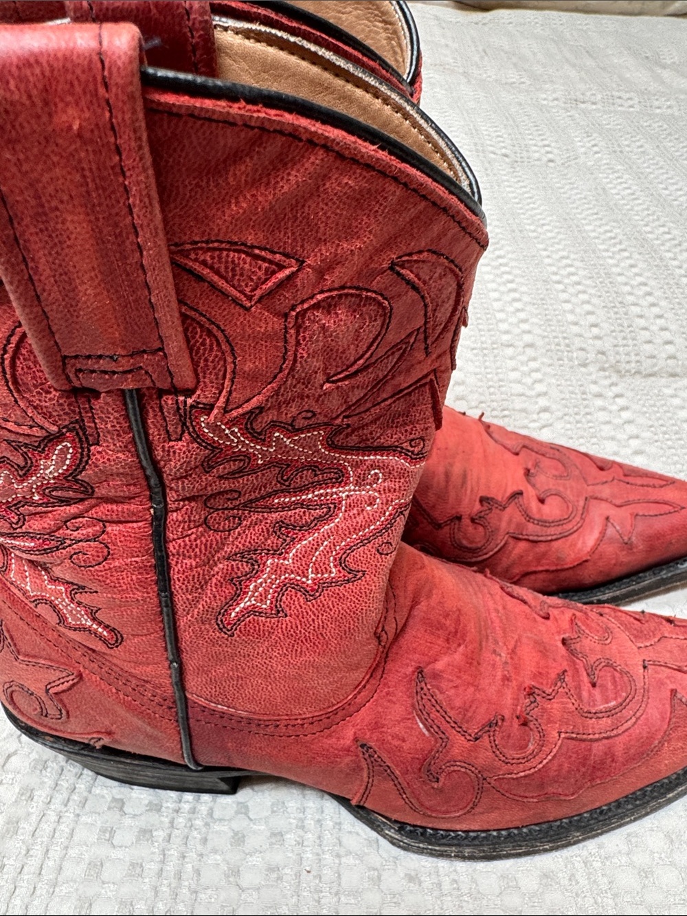 Stetson Embroidered Western Cowboy Boots Red - Picture 2 of 8